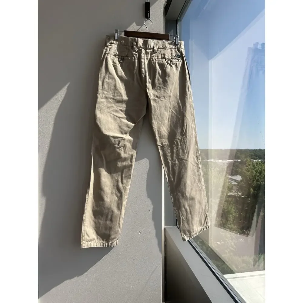 Lacoste Beige Chino Pants Men's 40 Regular Straight Twill Cotton Flat Front